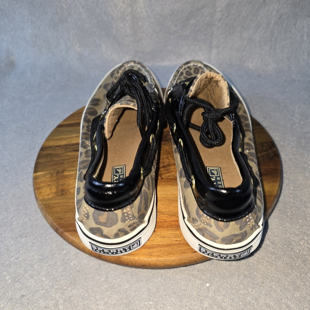 Sperry Topsider Woman’s Leopard Animal Print Boat Shoes With Patent  6.5 Love - Picture 5 of 10